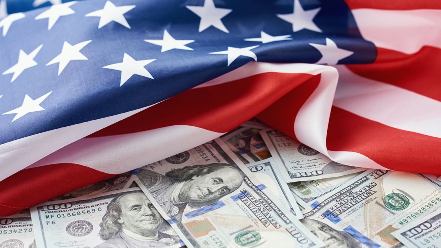 USA Dollars und Flagge